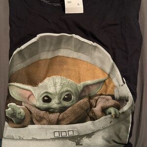 Cotton On Black Tee with Baby Yoda Print